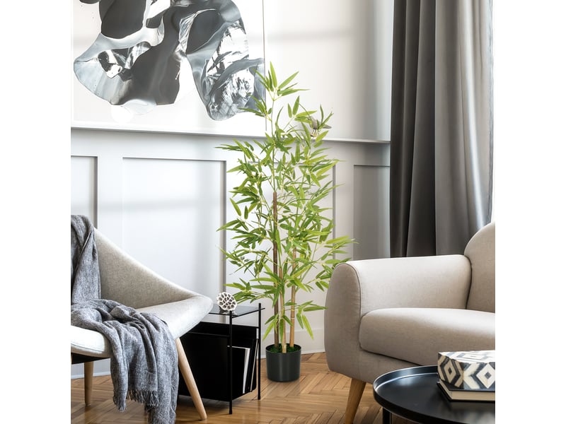  Plante de bambou artificielle d'intérieur de 120 cm de haut avec pot inclus  - Conforama C