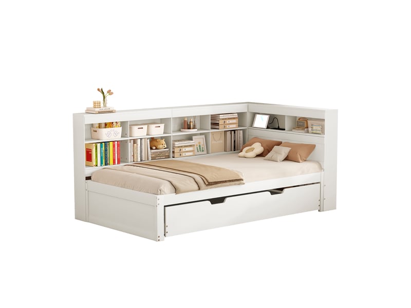  Lit convertible en bois blanc 90x200 cm  - Conforama A