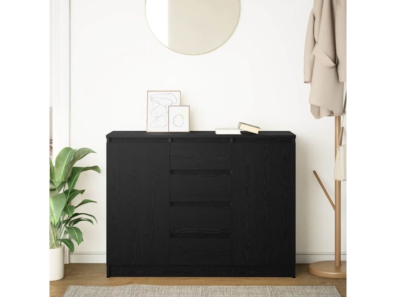  Buffet - bahut - meuble de rangement avec tiroirs chêne noir 100,5x35x76 cm bois d'ingénierie  - Conforama C