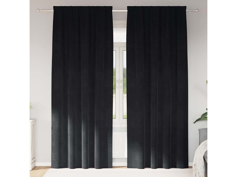Lot de 2 rideaux, rideaux de fenêtre noir 140 x 225 cm velours cf44095 - Conforama B