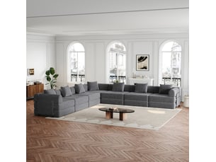 Canapé modulable convertible en lit avec rangement dans l'accoudoir 6 places gris cravdom