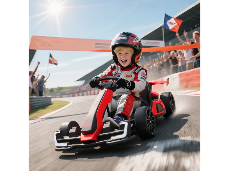 Karting électrique pour enfants de 6 à 12 ans, 24 v, 12 kmh, siège réglable, rouge - Conforama C