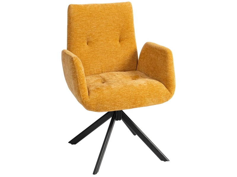  Fauteuil pivotant à 360° en tissu laine et lin jaune 60 x 61 x 88 cm  - Conforama A