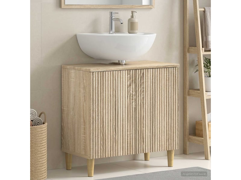 Meuble sous lavabo de salle de bain arnhem chêne sonoma cf64821 - Conforama B