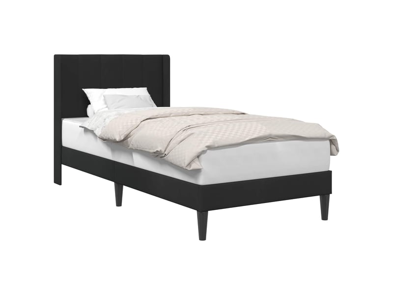  Lit simple- lit adulte -  cadre de lit avec tête de lit noir 80 x 200 cm velours  - Conforama A