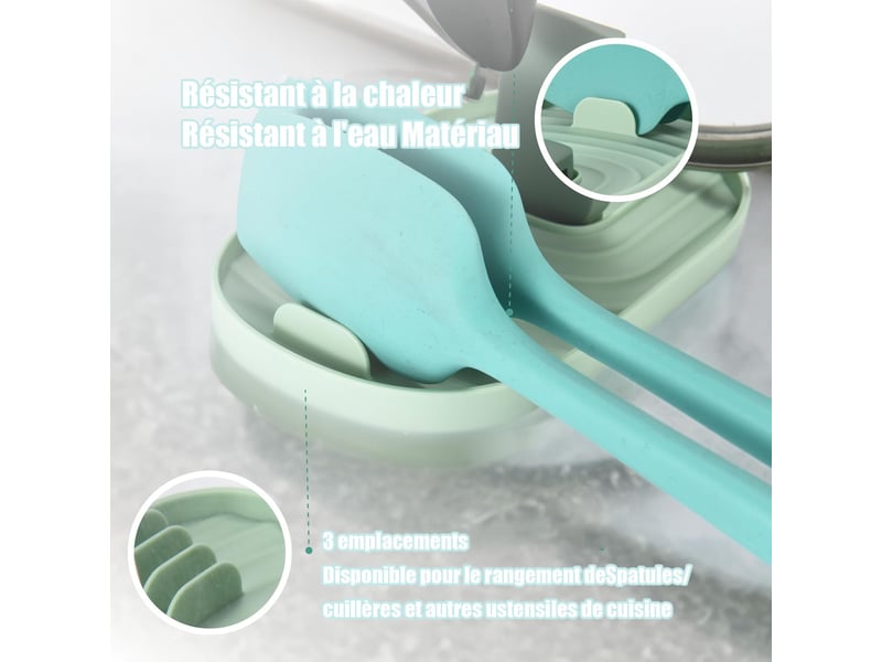  Support de couvercle de pot.vert. Porte-ustensiles de cuisine pliant multifonctionnel, porte-couverts, porte-couvercle de casserole, porte-cuillère  - Conforama C