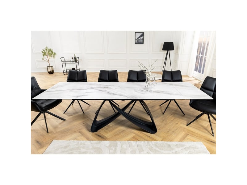 Table zarel – extensible 180 à 260 cm – céramique et verre trempé – effet marbre blanc – style contemporain - Conforama E