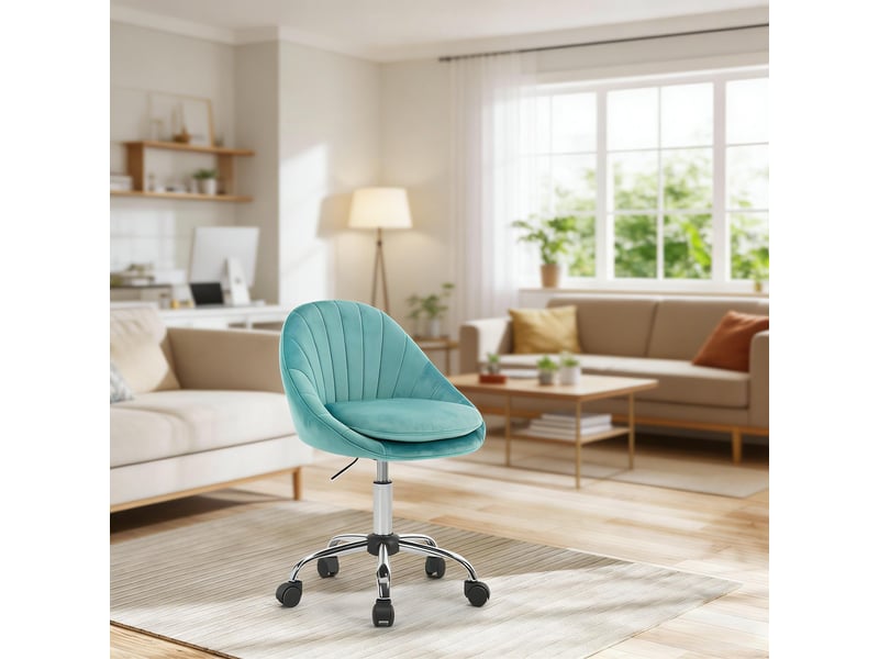  Chaise de bureau raffinée, fauteuil de maquillage en velours moderne gris clair  - Conforama B