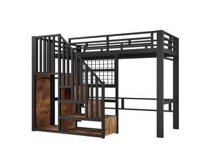 Lit mezzanine 90x200 cm <strong>ZOVIRA</strong>  <strong></strong> coloris noir