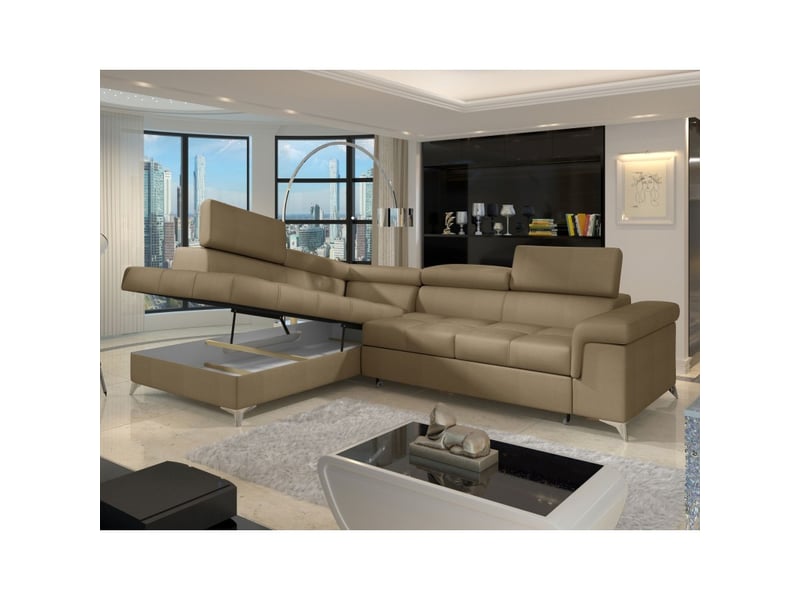 Canapé d'angle convertible palazzo 4 places marron – angle gauche avec 1 coussin - Conforama D