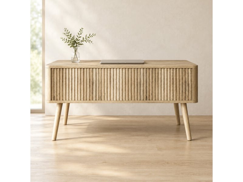  Table basse relevable 91x56 cm avec 2 rangements, finition chêne  - Conforama D