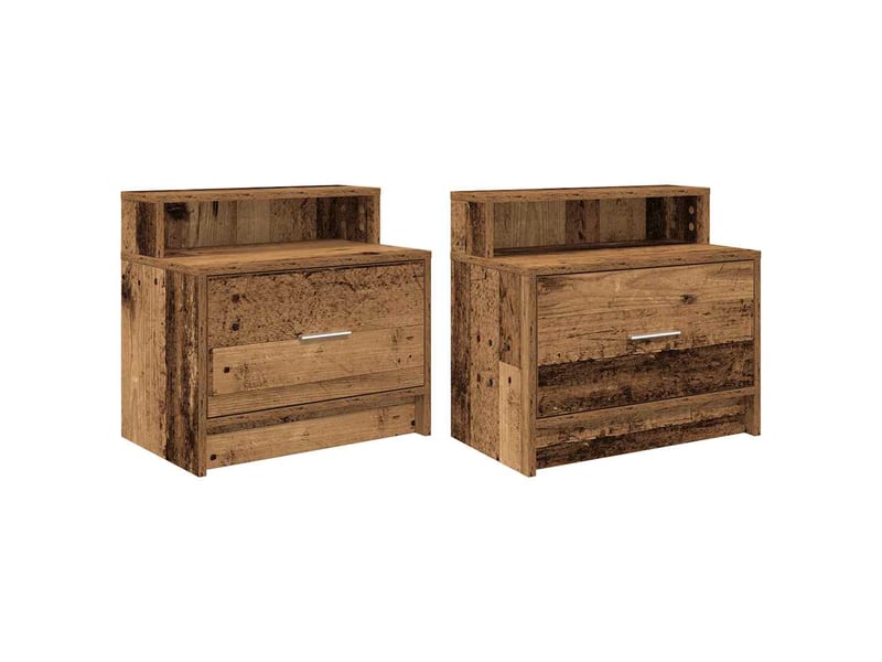 Lot de 2 tables de chevet - cabinet de chevet - table de nuit avec tiroir vieux bois 51x31x47 cm  - Conforama A