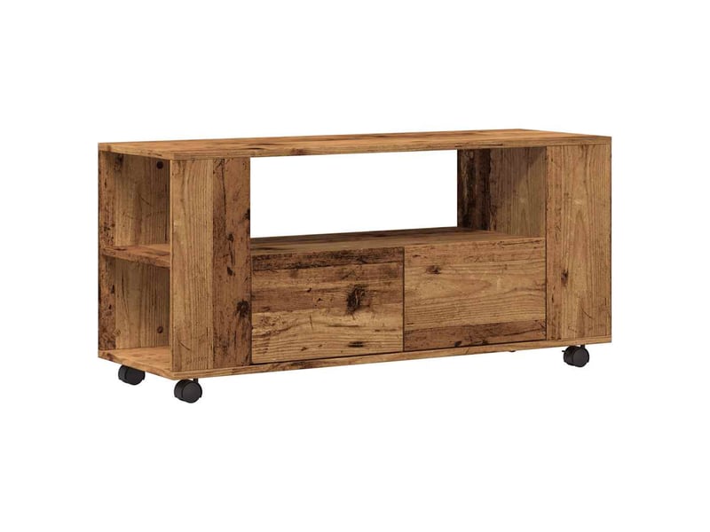  Meuble tv - banc tv - meuble de rangement avec roulettes vieux bois bois d'ingénierie  - Conforama A