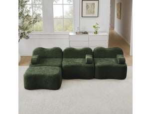 Canapé d'angle compressé réversible fixe <strong>EVRYAE </strong> <strong></strong> 3 places Velours vert