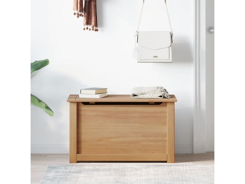  Coffre de rangement avec couvercle panama bois massif de pin  - Conforama C
