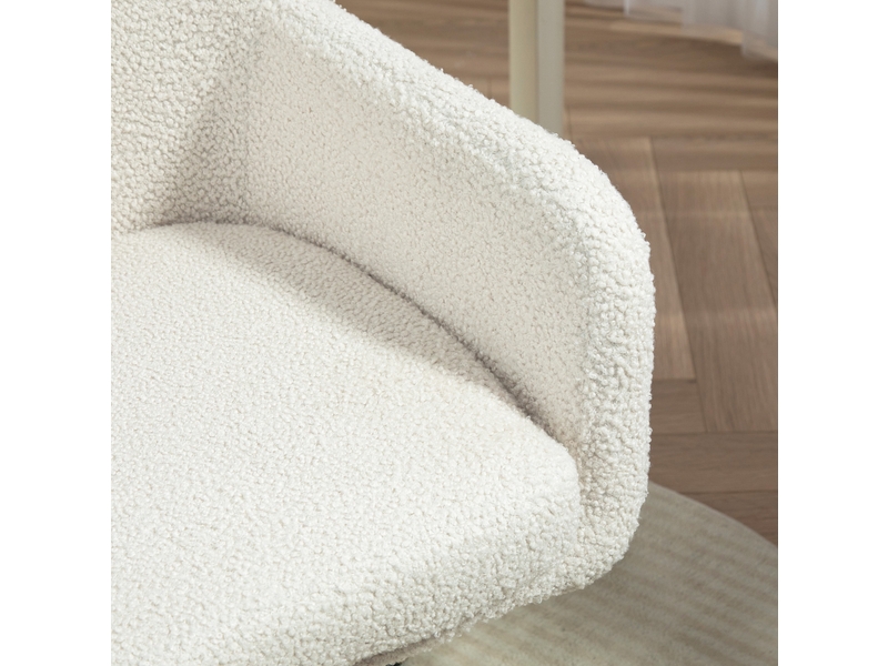 Fauteuil de bureau réglable 60x61x79-88 cm en polyester blanc crème - Conforama D