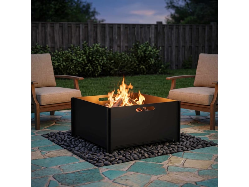  Brasero exterieur, foyer de cheminée noir 60x60x30 cm acier shl82315  - Conforama B