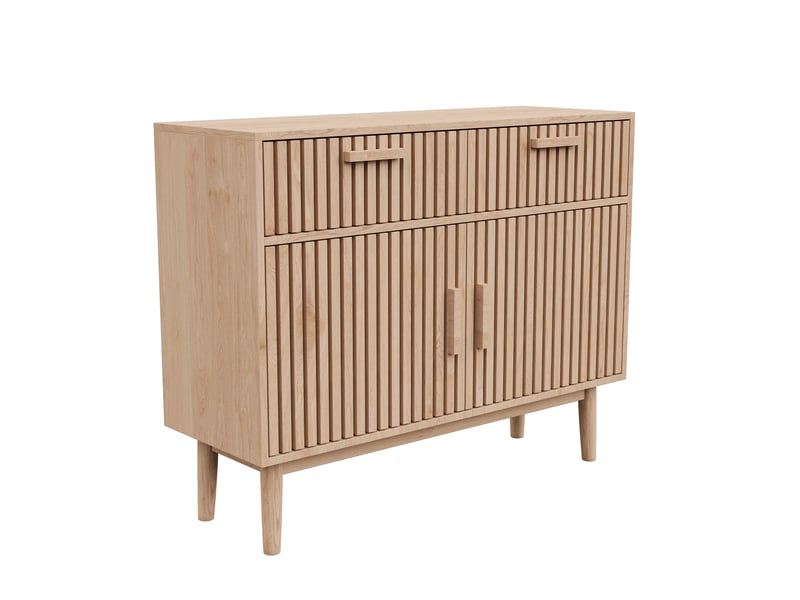  Buffet en bois massif – vitrine – matériau en bois massif – très grand espace de rangement – ​​design nordique  - Conforama A