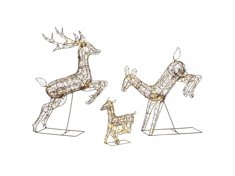  Lot de 3 rennes lumineux noël extérieur 120 cm, cerf lumineux noël avec 200 led blanc chaud, 8 modes et minuterie  - Conforama B