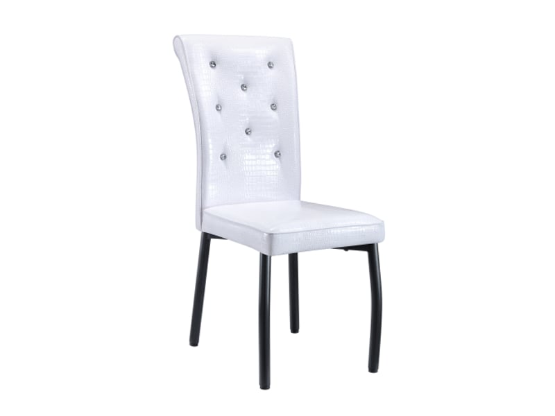  Chaises rétro en cuir - ensemble de 2 pièces - cuir crocodile synthétique - blanc et noir - fermeture cristal bicolore - Conforama A