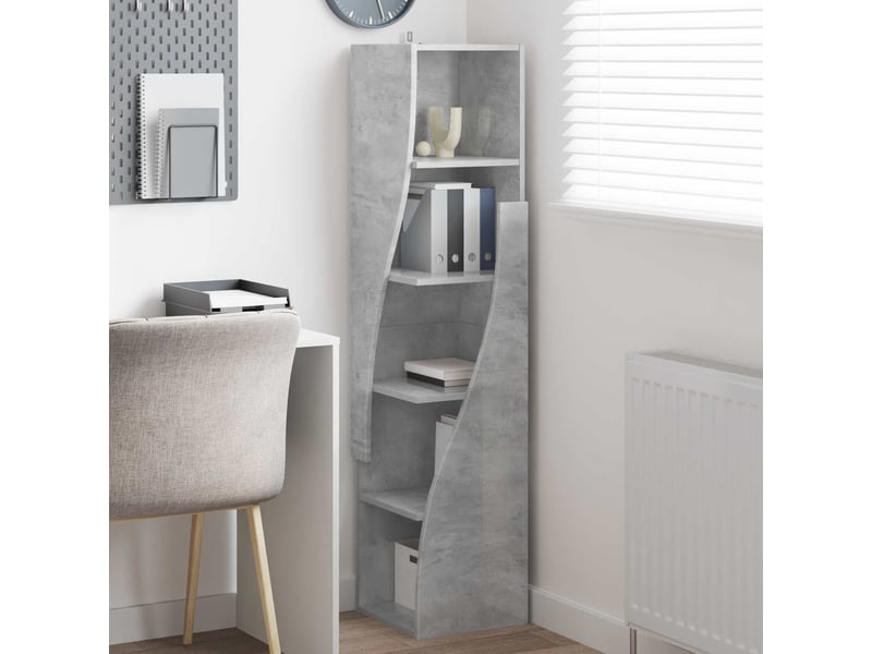  Meuble d'angle, meuble de rangement salon 32x32x140cm bois d'ingénierie gris béton  - Conforama D