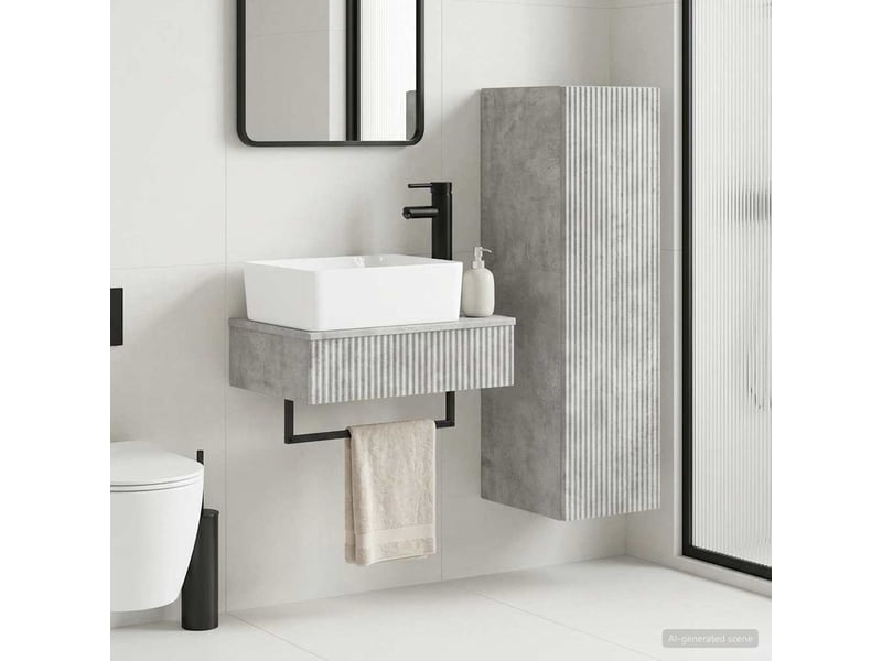 Ensemble de mobilier de salle de bain 2 pcs gris béton shl3237 - Conforama B