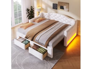 Lit banquette 90x200 cm <strong>ELVMI</strong>  <strong></strong> coloris blanc