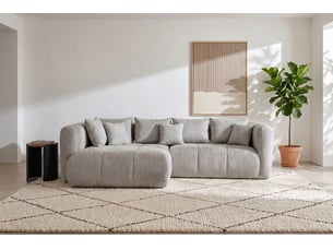 Canapé d'angle gauche fixe  NAPOLI 4 places Tissu Beige
