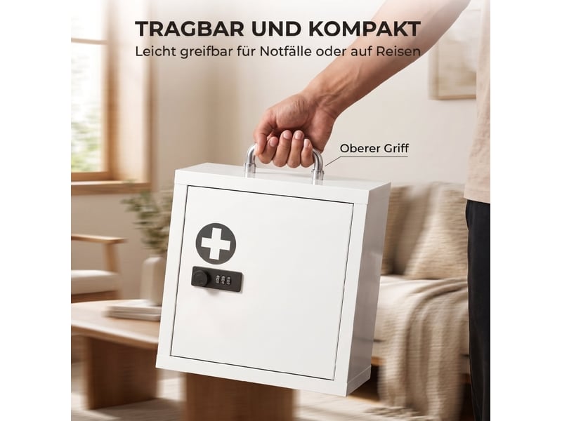  Armoire à pharmacie murale 30x14x30 cm avec serrure à combinaison métal blanc  - Conforama D