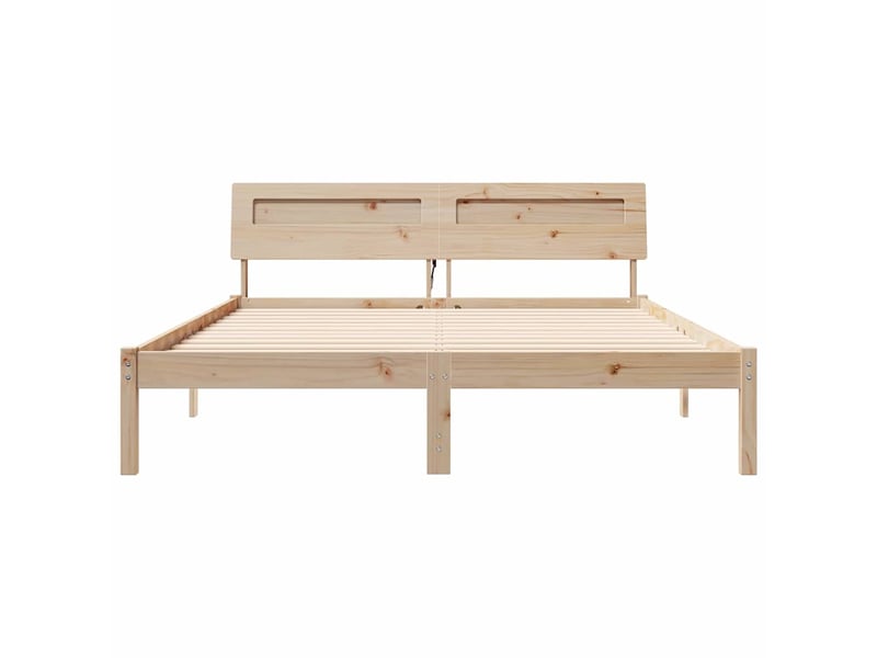  Lit double- lit adulte -  cadre de lit avec tête de lit marron 150 x 200 cm pin massif  - Conforama D