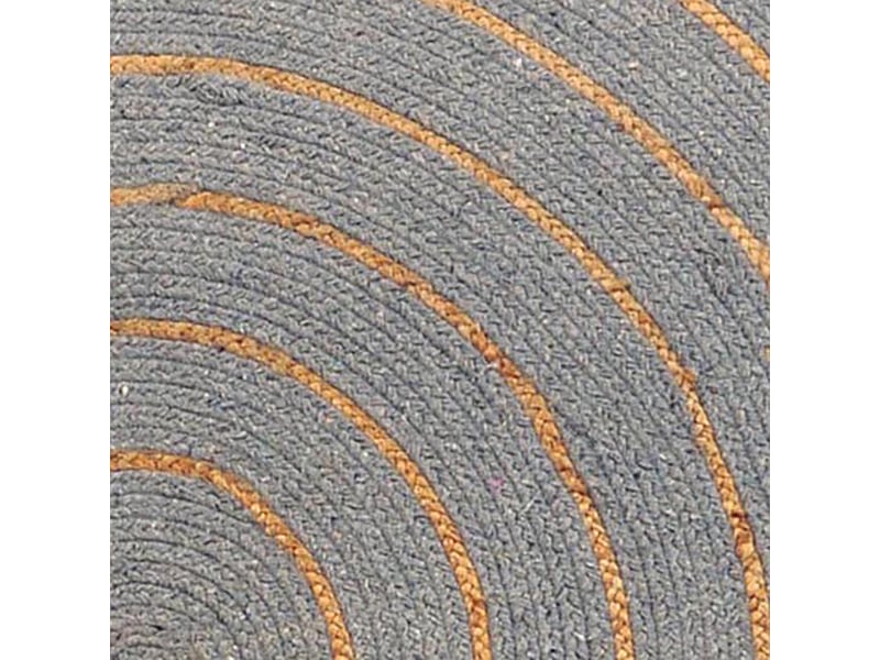 Tapis rond en coton tressé, effet jute rayé, gris, 120 cm, dylrev 69019.120 - Conforama D