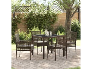 Ensemble de salle à manger pour jardin 5 pièces marron polyrotin