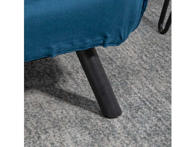  Fauteuil-lit relax convertible en velours bleu, dossier réglable 5 positions, couchage d'appoint compact  - Conforama E
