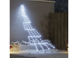 Arbre de noël, sapin de noël led avec piquets au sol blanc froid 306 cm métal