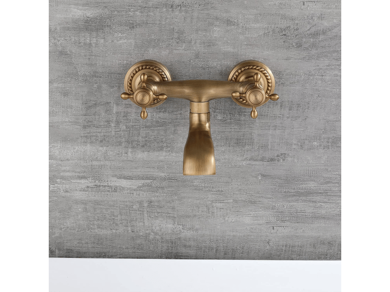  Robinet mural salle de bain vintage, robinet mural de lavabo salle de bain laiton  - Conforama C