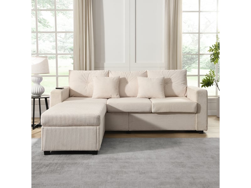  Canapé modulable, canapé 3 places, avec pouf, led, design moderne, mobilier pour espace de vie, pour salon  - Conforama R