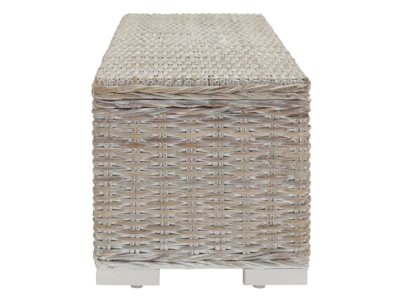  Boîte de rangement, coffre de rangement blanc 110 cm rotin kubu naturel et acajou  - Conforama C