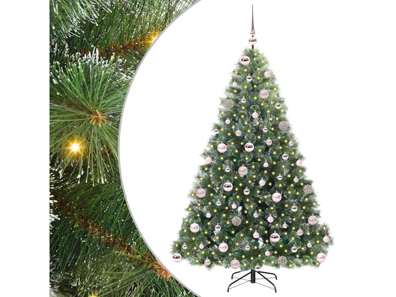 Sapin de noël - arbre de noël artificiel avec 300 led vert 180 cm pe et pvc - Conforama A