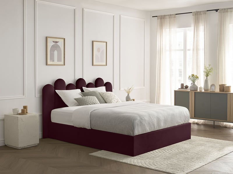  Bobochic lit coffre badja velours rouge 160x200 BADJA - Conforama B