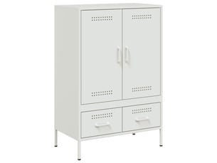 Buffet haut - bahut - meuble de rangement blanc 68x39x101,5 cm acier