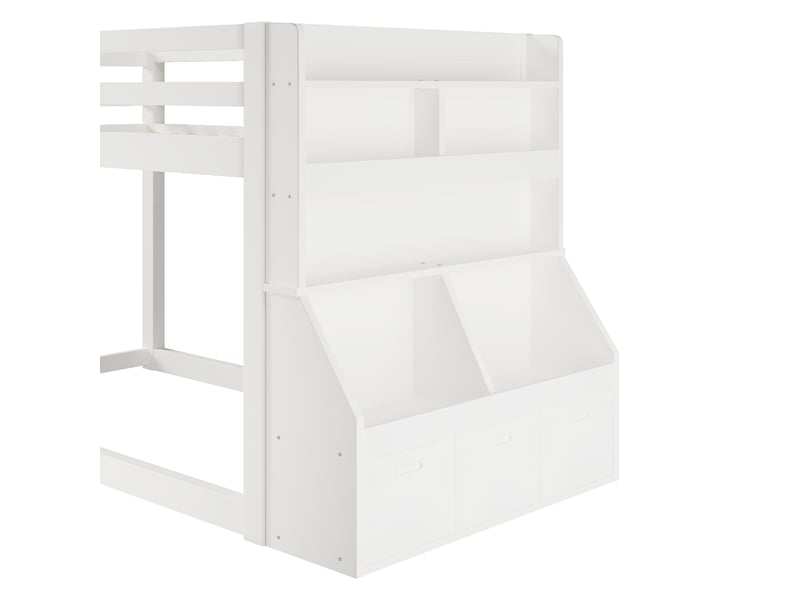 Lit mezzanine 90x200 cm, lit combiné, rangements intégrés, éclairage led, design moderne, charge maximale 120 kg, bois blanc OPULERANE TRADING LTD - Conforama E
