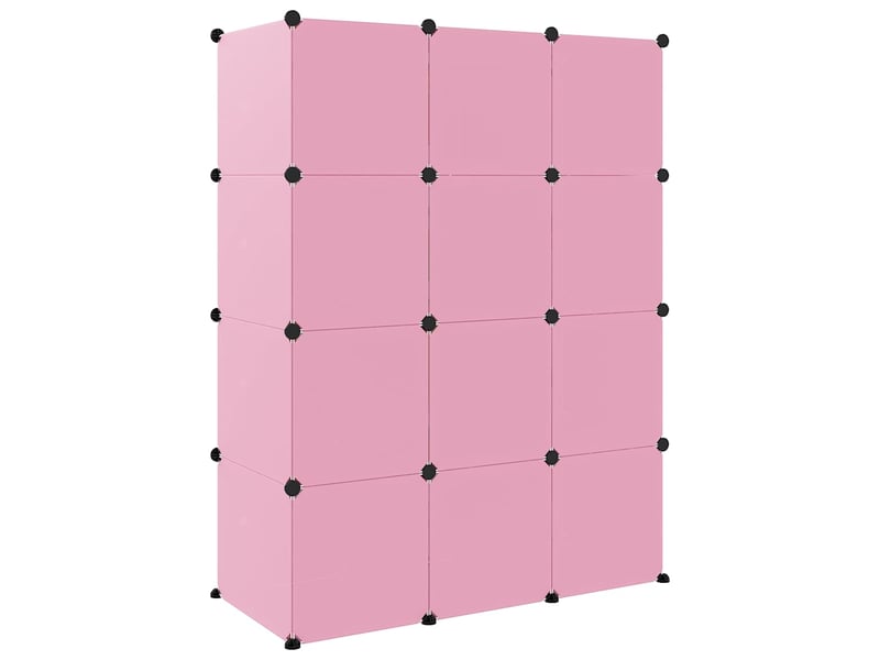  Armoire de rangement pour enfants avec 12 cubes rose pp  - Conforama E