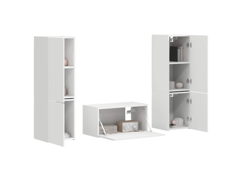  Ensemble meuble tv - banc tv - meuble de rangement 5 pcs blanc bois d'ingénierie  - Conforama C