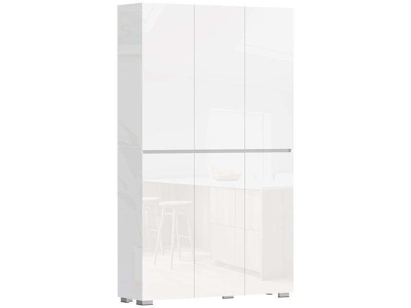  Buffet haut | armoire de cuisine à haute brillance 6 portes à fermeture douce étagères réglables blanc  - Conforama B