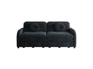 Canapé droit convertible 2 places Tissu gris avec coffre de rangement