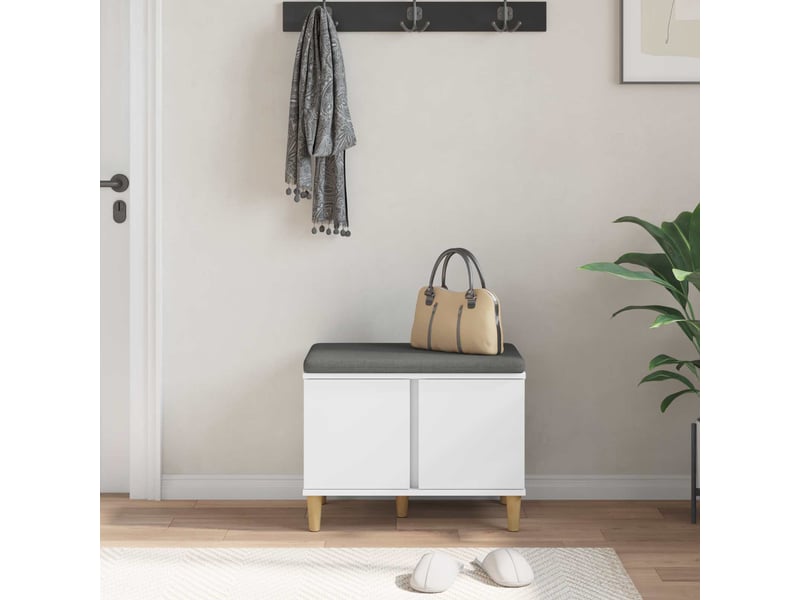  Banc d'entrée blanc 60x38x46 cm bois ingénierie et tissu shl46519  - Conforama D