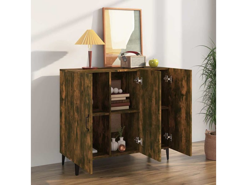  Buffet - bahut - meuble de rangement chêne fumé 90x34x80 cm bois d'ingénierie  - Conforama C
