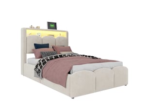 Lit coffre 90x200 cm <strong></strong> <strong></strong> coloris beige