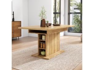 Table à manger extensible 110130 x 70 x 75 cm avec rangement ouvert, rectangulaire pour 4 à 6 personnes, naturel