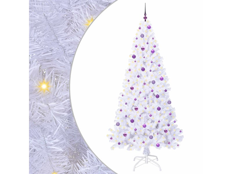  Sapin de noël artificiel, arbre de noël avec 300 led blanc 240 cm pvc et acier shl5113  - Conforama A